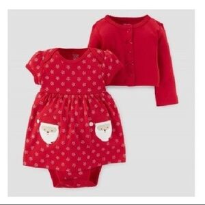 CARTER'S 2PC DRESS & SWEATER SET -RED 9 MONTHS